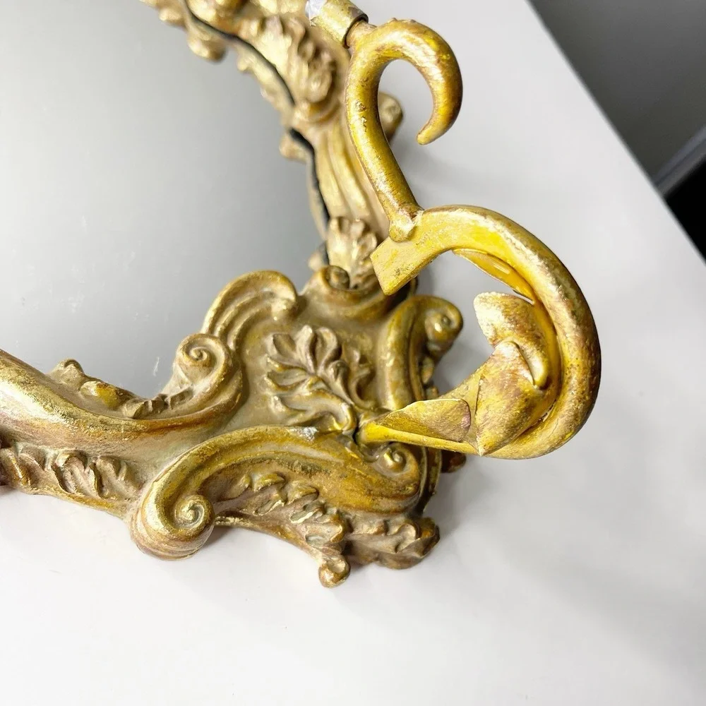 Vintage Ornate Gilded Frame Mirror Wall Hang Hollywood‎ Regency Art Nouveau